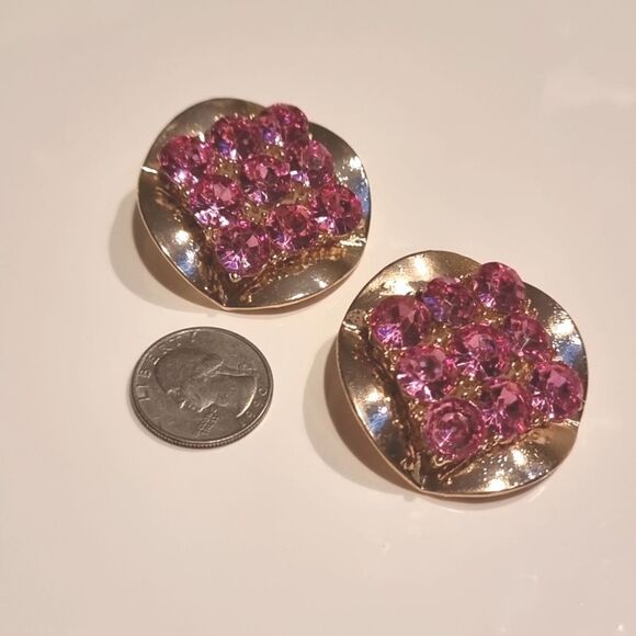 New ZARA  Exaggerated Gold circular statement earrings with rhinestone appliqués - Picture 5 of 10